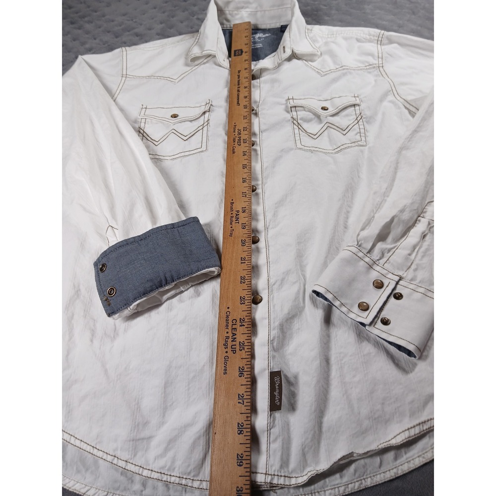 Wrangler Retro Premium Mens White Western Snap Shirt Contrast Stitch L 10MVR531W - Picture 5 of 8